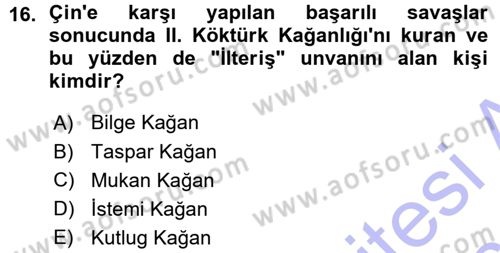 Orhun Türkçesi Dersi 2015 - 2016 Yılı (Vize) Ara Sınavı 16. Soru