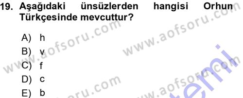 Orhun Türkçesi Dersi 2015 - 2016 Yılı (Vize) Ara Sınavı 19. Soru