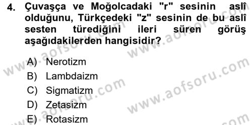 Orhun Türkçesi Dersi 2015 - 2016 Yılı (Vize) Ara Sınavı 4. Soru