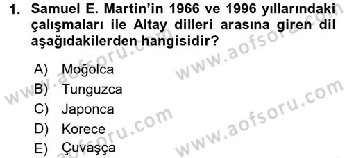 Orhun Türkçesi Dersi 2015 - 2016 Yılı (Final) Dönem Sonu Sınav Soruları 1. Soru
