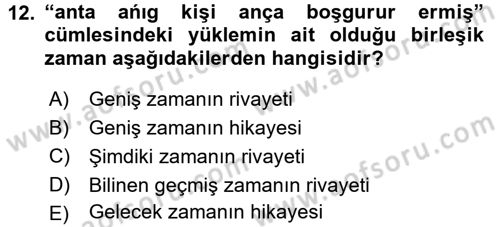 Orhun Türkçesi Dersi 2015 - 2016 Yılı (Final) Dönem Sonu Sınav Soruları 12. Soru