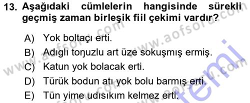 Orhun Türkçesi Dersi 2015 - 2016 Yılı (Final) Dönem Sonu Sınav Soruları 13. Soru