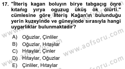 Orhun Türkçesi Dersi 2015 - 2016 Yılı (Final) Dönem Sonu Sınav Soruları 17. Soru