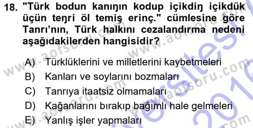 Orhun Türkçesi Dersi 2015 - 2016 Yılı (Final) Dönem Sonu Sınav Soruları 18. Soru