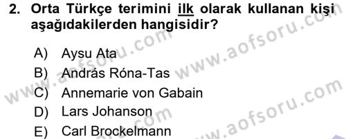 Orhun Türkçesi Dersi 2015 - 2016 Yılı (Final) Dönem Sonu Sınav Soruları 2. Soru