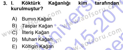 Orhun Türkçesi Dersi 2015 - 2016 Yılı (Final) Dönem Sonu Sınav Soruları 3. Soru