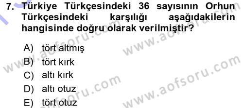 Orhun Türkçesi Dersi 2015 - 2016 Yılı (Final) Dönem Sonu Sınav Soruları 7. Soru
