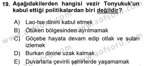 Orhun Türkçesi Dersi Ara Sınavı Deneme Sınav Soruları 19. Soru