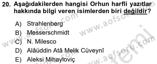 Orhun Türkçesi Dersi 2016 - 2017 Yılı (Vize) Ara Sınav Soruları 20. Soru