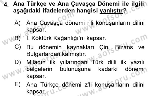 Orhun Türkçesi Dersi 2016 - 2017 Yılı (Vize) Ara Sınav Soruları 4. Soru
