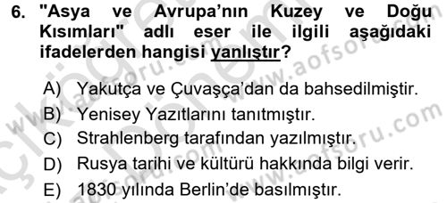 Orhun Türkçesi Dersi Ara Sınavı Deneme Sınav Soruları 6. Soru