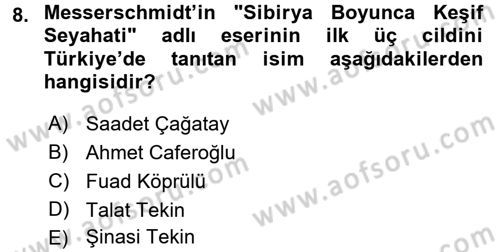 Orhun Türkçesi Dersi Ara Sınavı Deneme Sınav Soruları 8. Soru