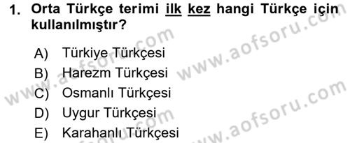 Orhun Türkçesi Dersi 2016 - 2017 Yılı (Final) Dönem Sonu Sınav Soruları 1. Soru