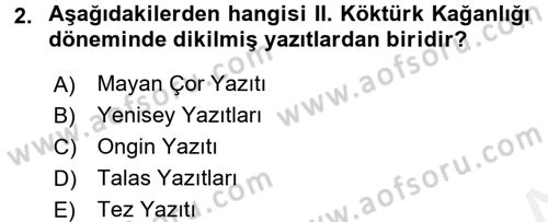 Orhun Türkçesi Dersi 2016 - 2017 Yılı (Final) Dönem Sonu Sınav Soruları 2. Soru