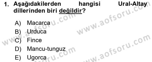 Orhun Türkçesi Dersi 2017 - 2018 Yılı (Vize) Ara Sınavı 1. Soru