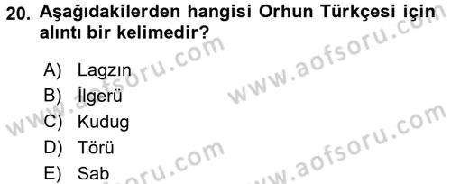 Orhun Türkçesi Dersi 2017 - 2018 Yılı (Vize) Ara Sınavı 20. Soru