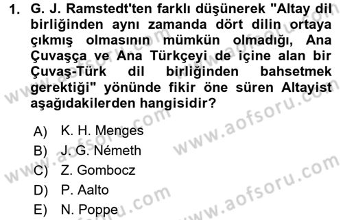 Orhun Türkçesi Dersi 2017 - 2018 Yılı (Final) Dönem Sonu Sınav Soruları 1. Soru