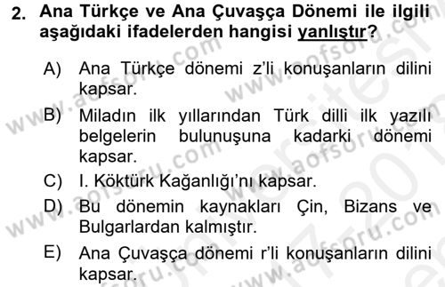 Orhun Türkçesi Dersi 2017 - 2018 Yılı (Final) Dönem Sonu Sınav Soruları 2. Soru