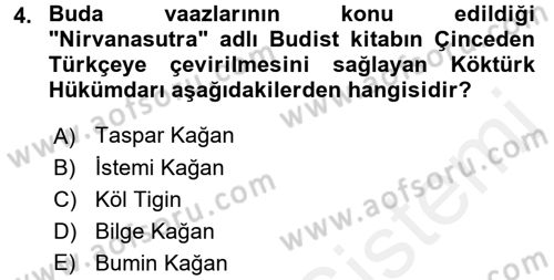 Orhun Türkçesi Dersi 2017 - 2018 Yılı (Final) Dönem Sonu Sınav Soruları 4. Soru
