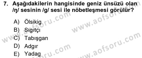Orhun Türkçesi Dersi 2017 - 2018 Yılı (Final) Dönem Sonu Sınav Soruları 7. Soru