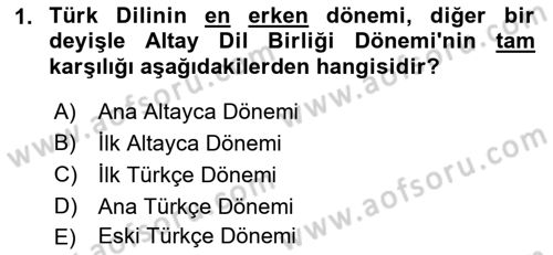 Orhun Türkçesi Dersi 2018 - 2019 Yılı (Final) Dönem Sonu Sınav Soruları 1. Soru