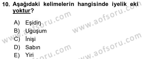 Orhun Türkçesi Dersi 2018 - 2019 Yılı (Final) Dönem Sonu Sınav Soruları 10. Soru