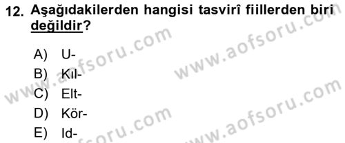 Orhun Türkçesi Dersi 2018 - 2019 Yılı (Final) Dönem Sonu Sınav Soruları 12. Soru