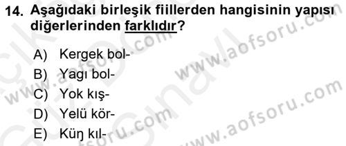 Orhun Türkçesi Dersi 2018 - 2019 Yılı (Final) Dönem Sonu Sınav Soruları 14. Soru