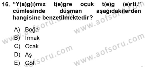 Orhun Türkçesi Dersi 2018 - 2019 Yılı (Final) Dönem Sonu Sınav Soruları 16. Soru