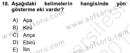 Orhun Türkçesi Dersi 2018 - 2019 Yılı (Final) Dönem Sonu Sınav Soruları 18. Soru