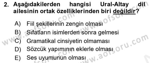 Orhun Türkçesi Dersi 2018 - 2019 Yılı (Final) Dönem Sonu Sınav Soruları 2. Soru
