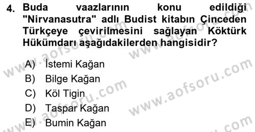 Orhun Türkçesi Dersi 2018 - 2019 Yılı (Final) Dönem Sonu Sınav Soruları 4. Soru