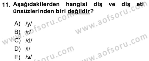 Orhun Türkçesi Dersi 2018 - 2019 Yılı Yaz Okulu Sınav Soruları 11. Soru