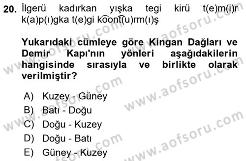 Orhun Türkçesi Dersi 2019 - 2020 Yılı (Final) Dönem Sonu Sınav Soruları 20. Soru
