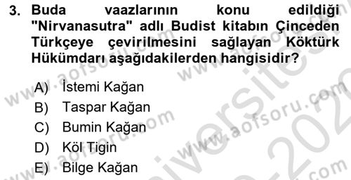 Orhun Türkçesi Dersi 2019 - 2020 Yılı (Final) Dönem Sonu Sınavı 3. Soru