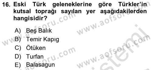 Orhun Türkçesi Dersi 2019 - 2020 Yılı Tek Ders Sınavı 16. Soru