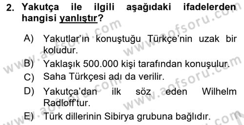 Orhun Türkçesi Dersi 2019 - 2020 Yılı Tek Ders Sınavı 2. Soru