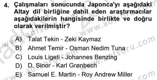 Orhun Türkçesi Dersi 2019 - 2020 Yılı Tek Ders Sınavı 4. Soru