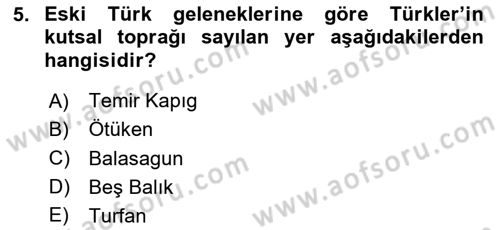 Orhun Türkçesi Dersi 2020 - 2021 Yılı Yaz Okulu Sınav Soruları 5. Soru