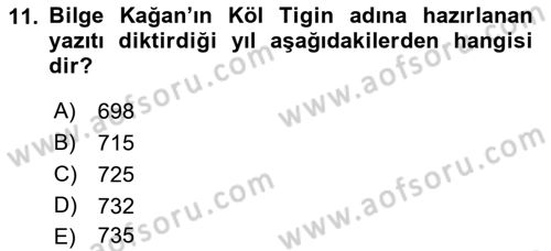 Orhun Türkçesi Dersi Ara Sınavı Deneme Sınav Soruları 11. Soru