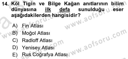 Orhun Türkçesi Dersi 2021 - 2022 Yılı (Vize) Ara Sınav Soruları 14. Soru