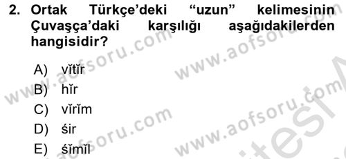 Orhun Türkçesi Dersi Ara Sınavı Deneme Sınav Soruları 2. Soru