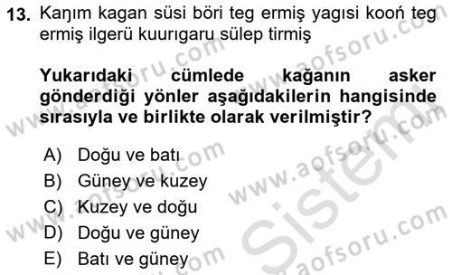 Orhun Türkçesi Dersi 2021 - 2022 Yılı (Final) Dönem Sonu Sınavı 13. Soru