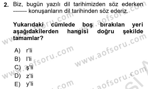 Orhun Türkçesi Dersi 2021 - 2022 Yılı (Final) Dönem Sonu Sınavı 2. Soru