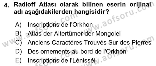 Orhun Türkçesi Dersi 2021 - 2022 Yılı (Final) Dönem Sonu Sınavı 4. Soru