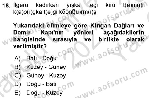 Orhun Türkçesi Dersi 2021 - 2022 Yılı Yaz Okulu Sınavı 18. Soru