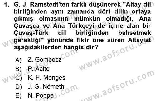 Orhun Türkçesi Dersi Ara Sınavı Deneme Sınav Soruları 1. Soru