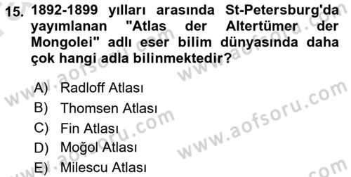 Orhun Türkçesi Dersi 2022 - 2023 Yılı (Vize) Ara Sınav Soruları 15. Soru