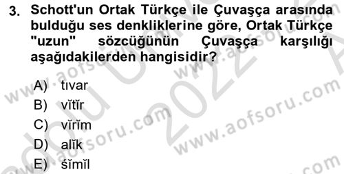 Orhun Türkçesi Dersi Ara Sınavı Deneme Sınav Soruları 3. Soru