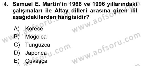 Orhun Türkçesi Dersi Ara Sınavı Deneme Sınav Soruları 4. Soru